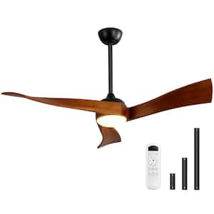 52 in. Indoor/Outdoor Black Ceiling Fan Integrated LED with Light Kit and Remote Control