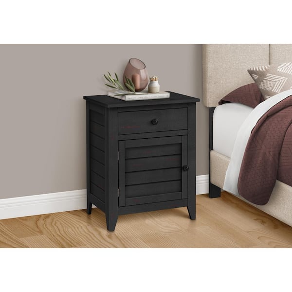 Unbranded 13.75 in. Black Veneer Rectangle Top MDF End Table with Storage Drawer