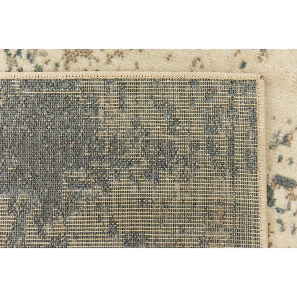 Gray Abstract 8' x 10' Synthetic Stain-Resistant Rug