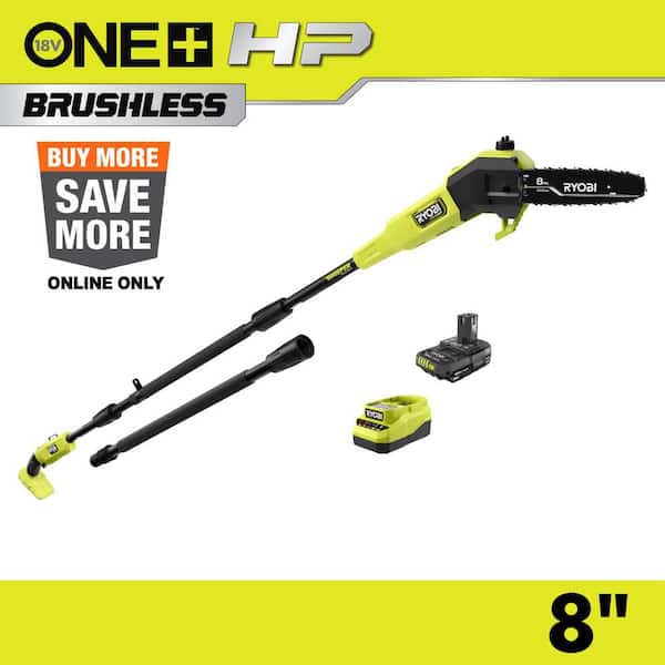 ONE+ HP 18V Brushless Whisper Series 8 in. Cordless Battery Pole Saw with 2.0 Ah Battery and Charger