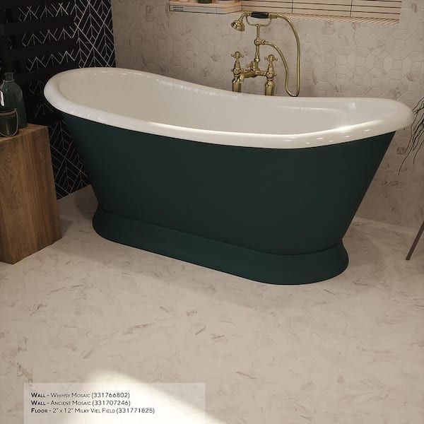 Milky Veil White 2 in x 12 in Honed Subway Marble Wall and Floor Tile (10 sq. ft. /Case)