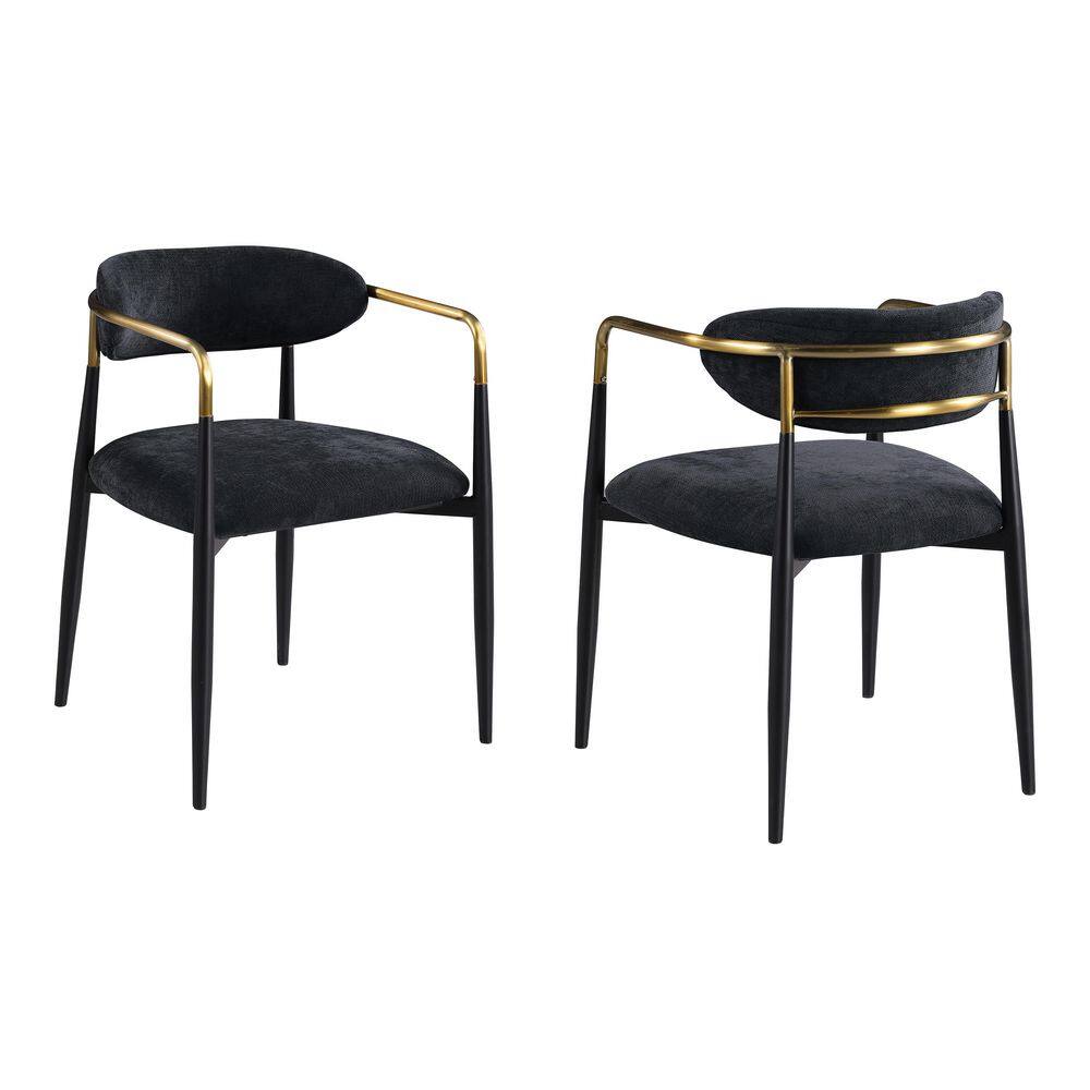 Holt Modern Black Fabric Seat and Back Dining Arm Chair (Set of 2)