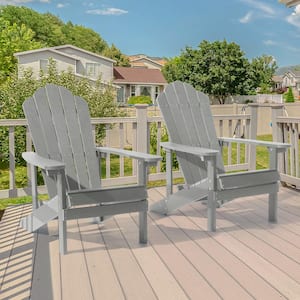 Weather Resistant Light Gray Plastic Adirondack Chair (Set of 2)