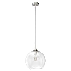 Xidane 1-Light Brushed Nickel Island Pendant with Clear Glass Shade