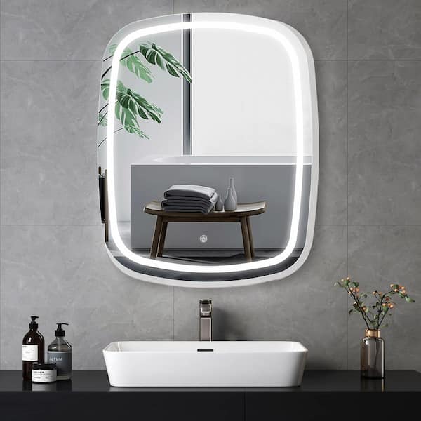 grossag 24 in. W x 30 in. H Rectangular Metal Medicine Cabinet with Mirror, Defogger and Dimmable
