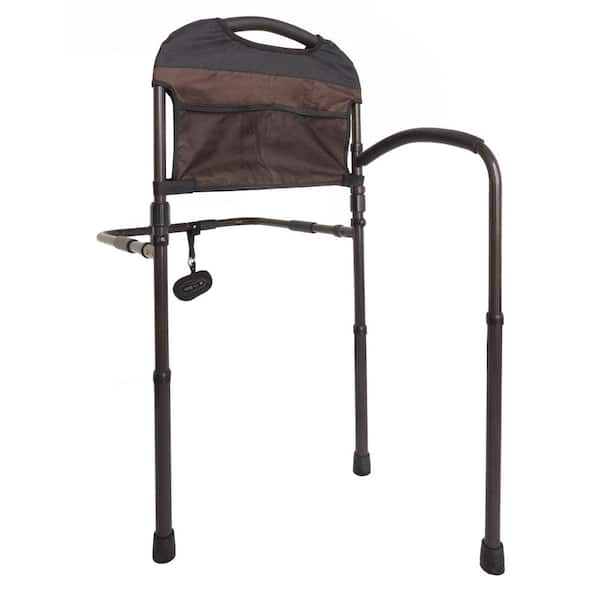 Stander 19 in. Mobility Bed Rail with Swiveling Bed Handle and Adjustable Legs in Brown