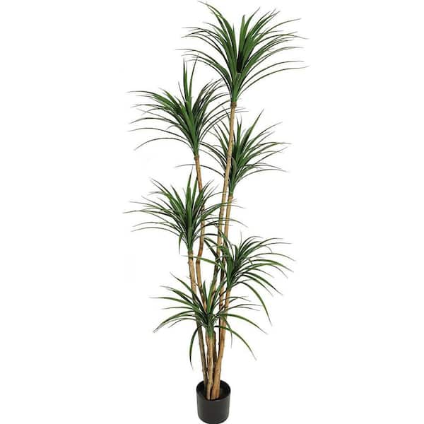 6 ft. Artificial Dracaena Tree, Realistic Fake Dracaena Plant, Tall Dracaena Houseplant Adjustable Lifelike Faux Tree