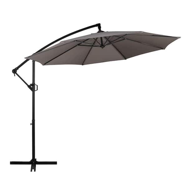 7.5 ft offset patio umbrella 7.5 ft. Steel Cantilever Tilt Patio Umbrella in Dark Gray Z0BY1MJL3Y