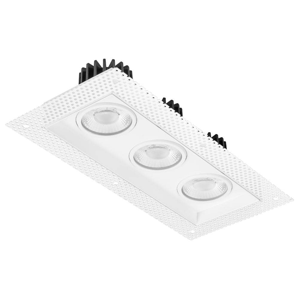 White Aluminum 3-Head LED Recessed Downlight
