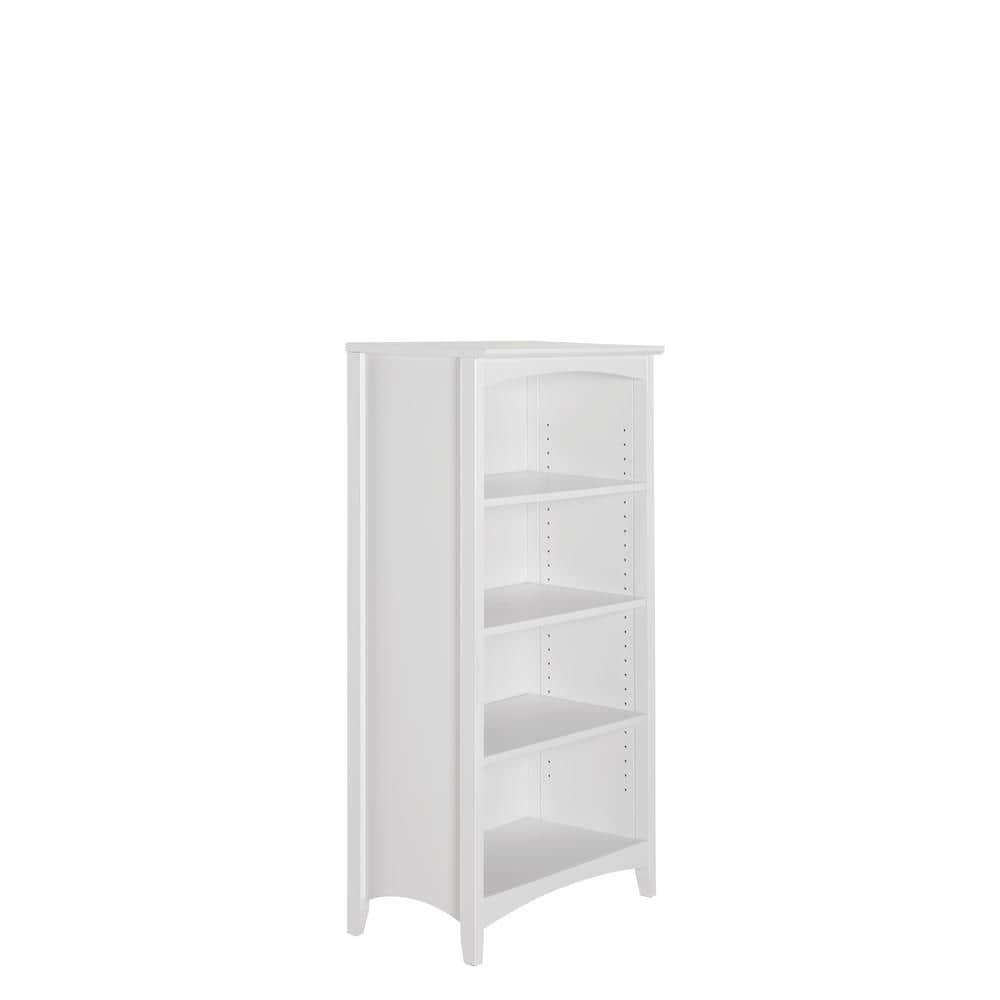 White Solid Pine Adjustable Shaker Style Bookcase, 48"
