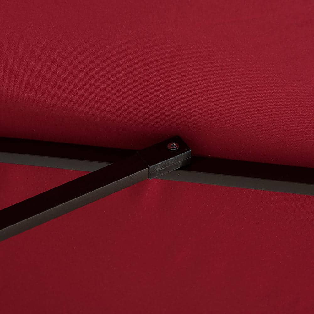 Red 9 Ft Outdoor Patio Umbrella with Bronze Base