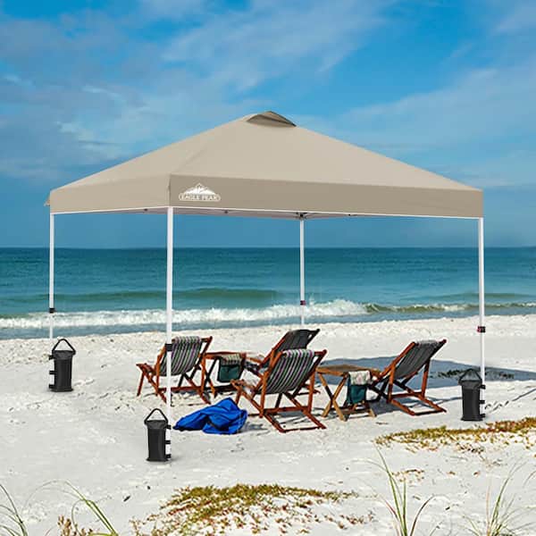 EAGLE PEAK 10 ft. x 10 ft. Pop Up Canopy Tent Instant Outdoor Canopy with 4-Sand Bags