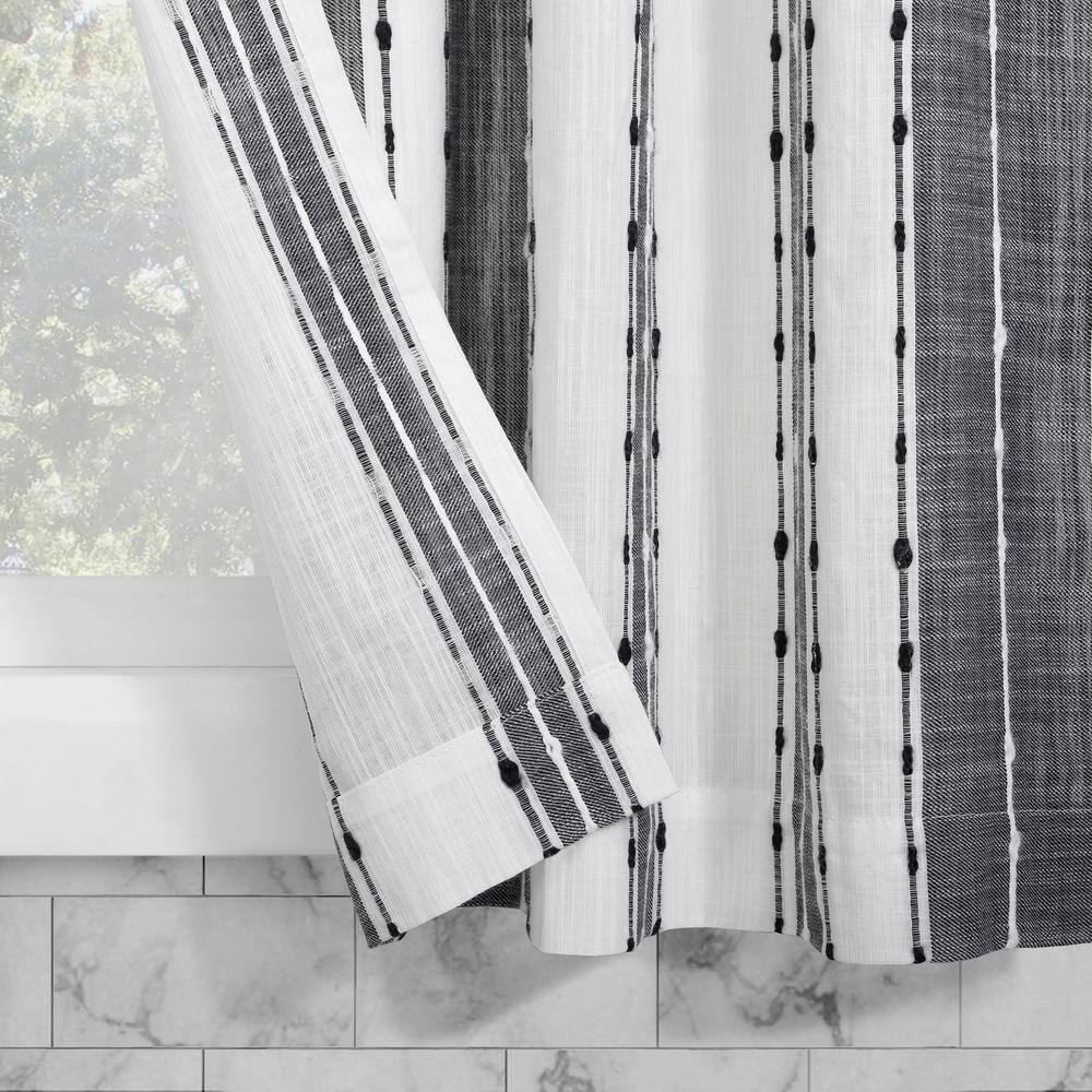 Black and White Striped Cotton Cafe Curtain Valance, 52" x 14"