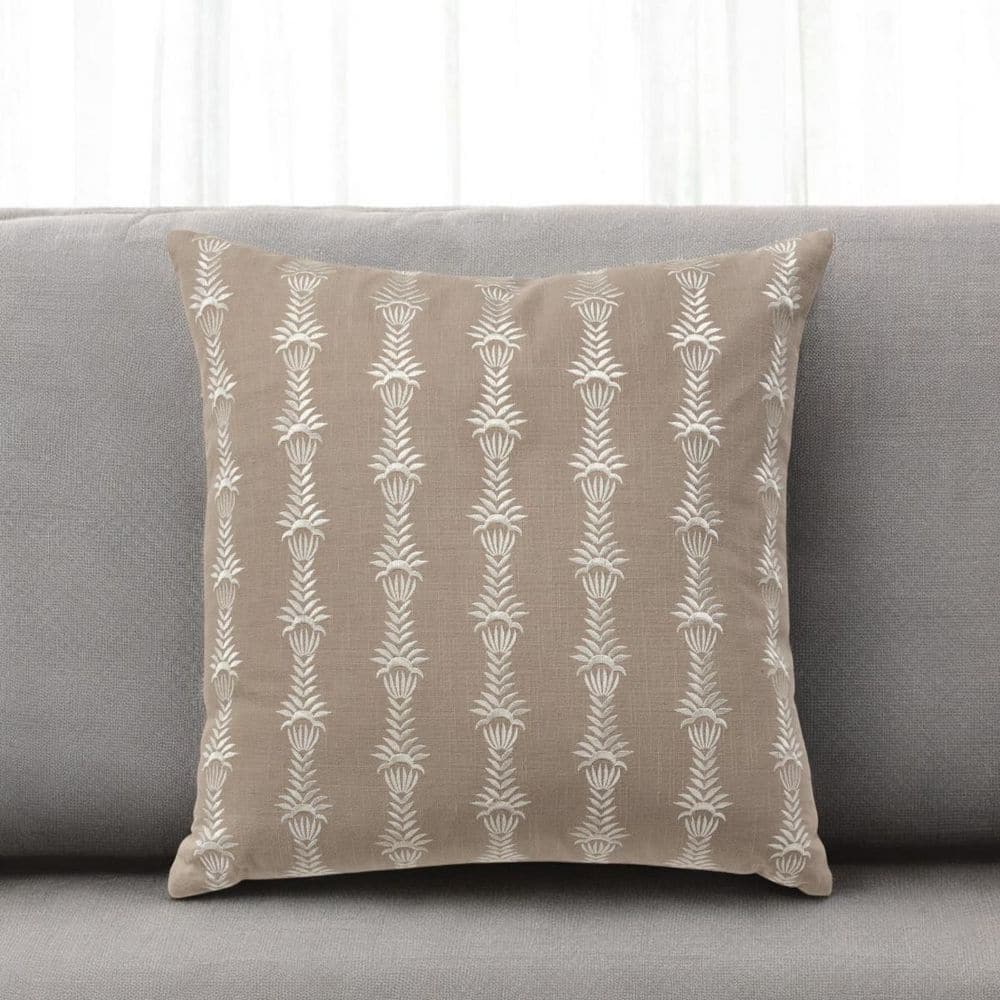 Taupe, White Botanical Polyester 20 in. x 20 in. Throw Pillow price history on PriceWatchPro