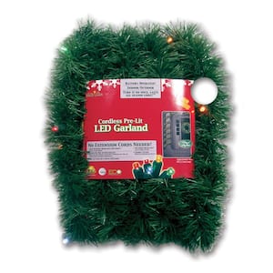 18 ft. Multi Battery Operated Prelit 35-Count Little Lites LED Lighted Artificial Christmas Garland