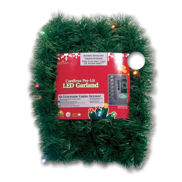 Brite Star 18 ft. Multi Battery Operated Prelit 35-Count Little Lites LED Lighted Artificial Christmas Garland