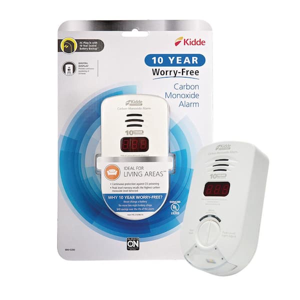 Kidde 10 Year Worry-Free Plug-In Carbon Monoxide Detector with Battery Backup and Digital Display
