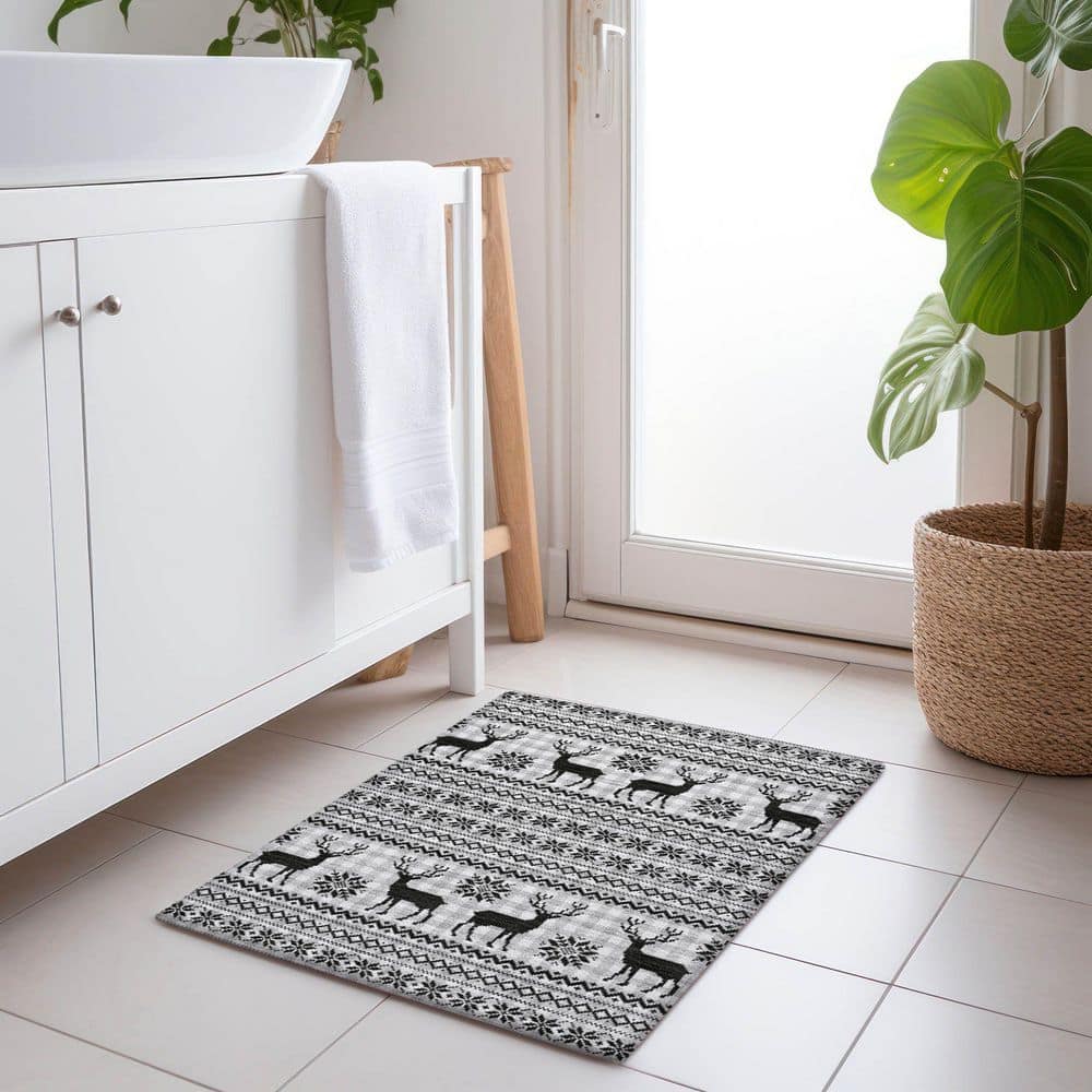 Chantille Machine Washable Indoor/Outdoor Abstract ACN1820 Silver 2 ft. x 3 ft. Accent Rug price history on PriceWatchPro