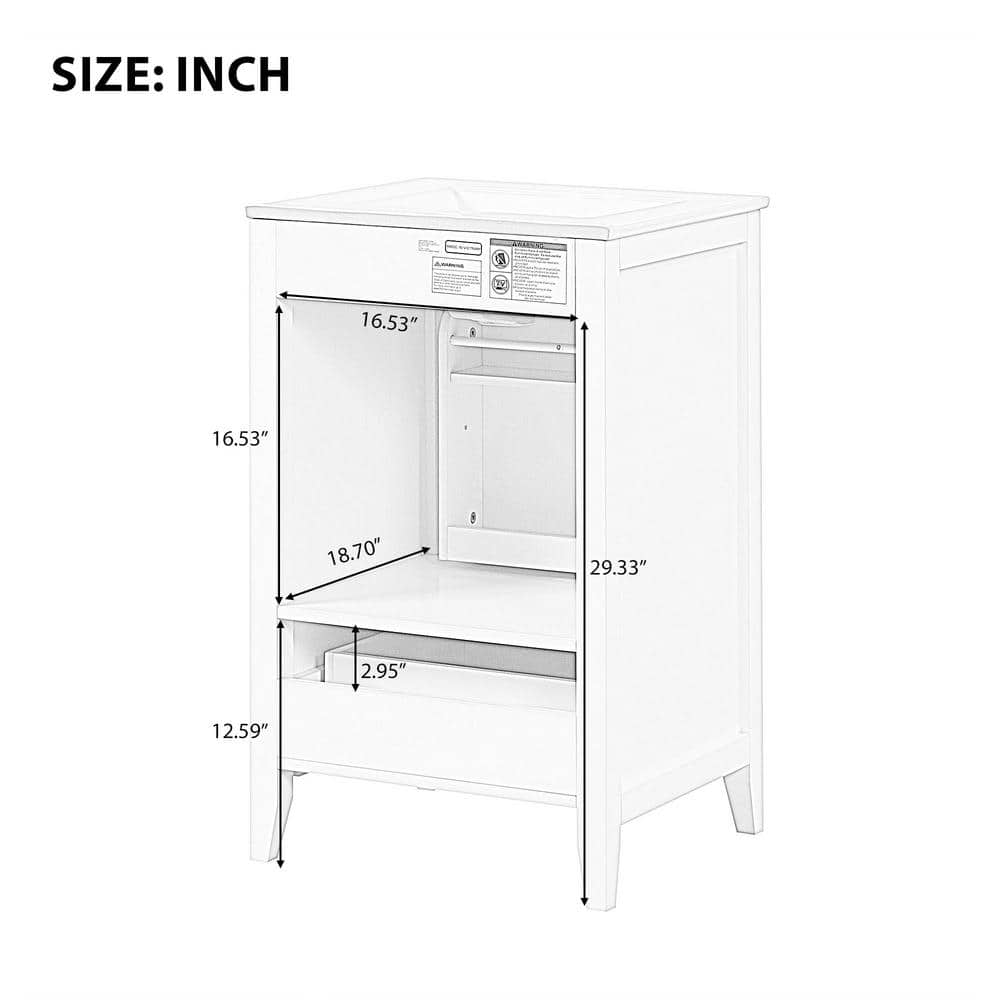 Gray MDF Freestanding Bathroom Vanity with White Ceramic Sink