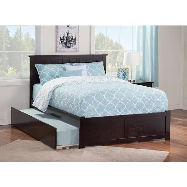AFI Nantucket Espresso Full Platform Bed with Flat Panel Foot Board and Full Urban Trundle Bed Bed