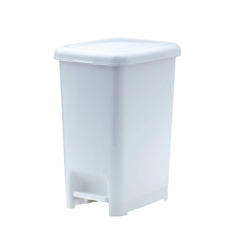 Superio 9 Gallon Plastic Trash Can with Swing Top Lid, Waste Bin for Under  Desk, Office, Bedroom, Bathroom- 37 Qt White