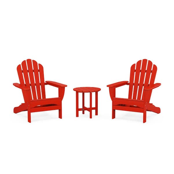 Trex Outdoor Furniture Bay 3-Piece Plastic Adirondack Patio Conversation Set in SunPatio Conversation Set Red,Monterey Bay