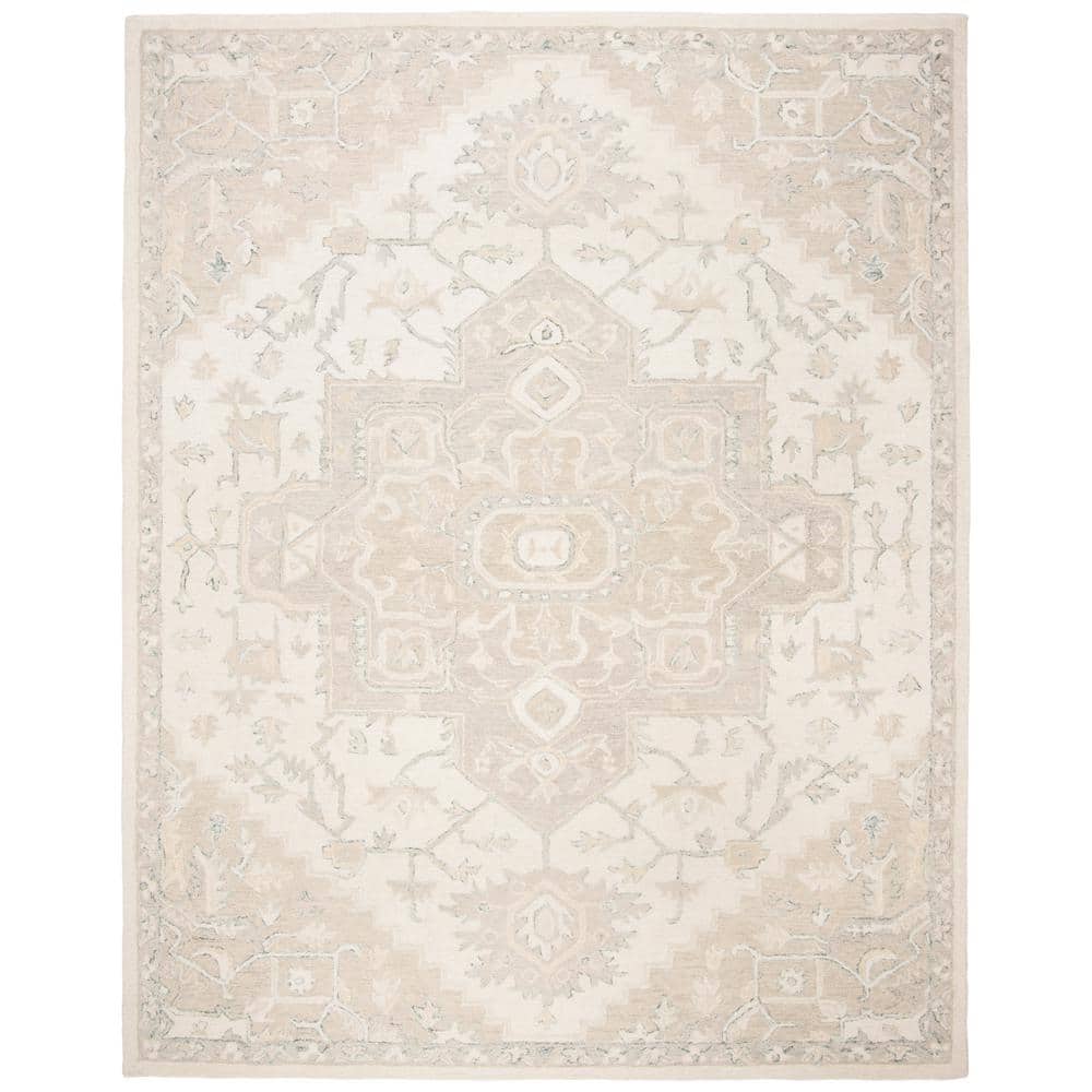 Micro-Loop 12 ft. x 15 ft. Ivory/Beige Oriental Area Rug