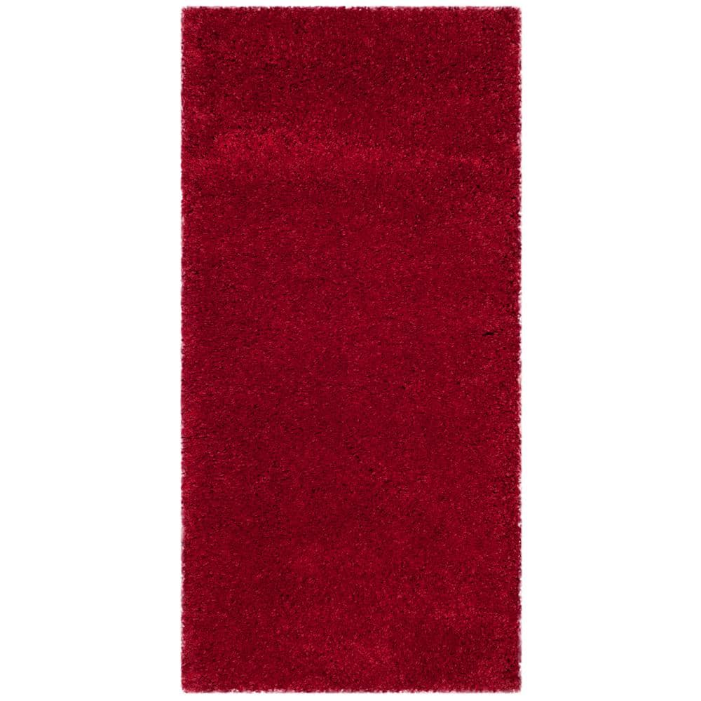 2 ft. x 4 ft. Red Synthetic Shag Area Rug