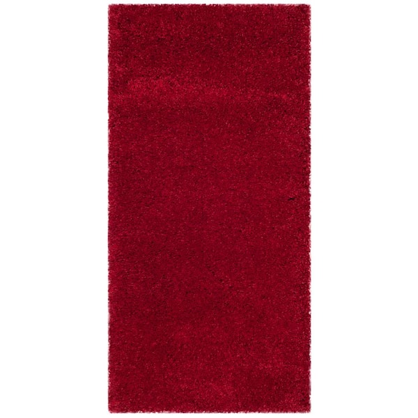 Milan Shag Red 2 ft. x 4 ft. Solid Flokati Area Rug