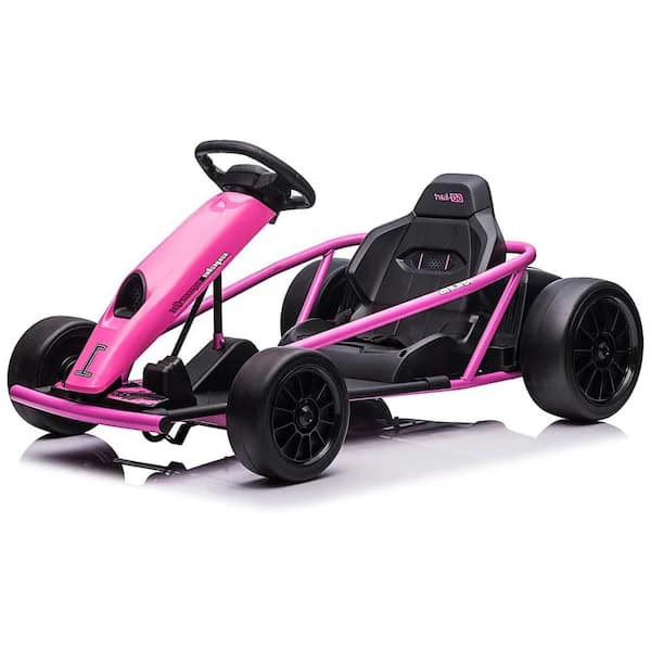 24V Kids Riding Kart, 8MPH Drift Electric Car with Music and Speakers, 9Ah Large Battery, Rose Red
