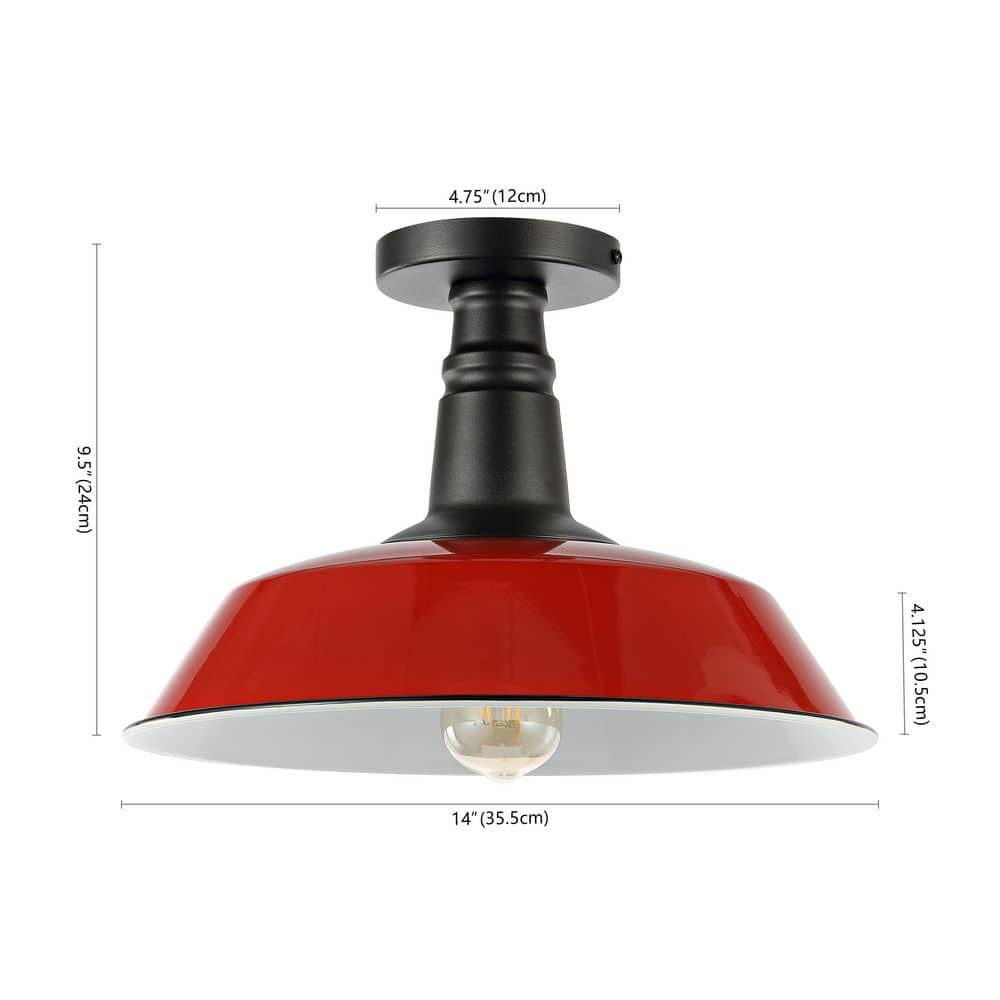 Farmhouse Inspired 14" Red and Black LED Ceiling Light