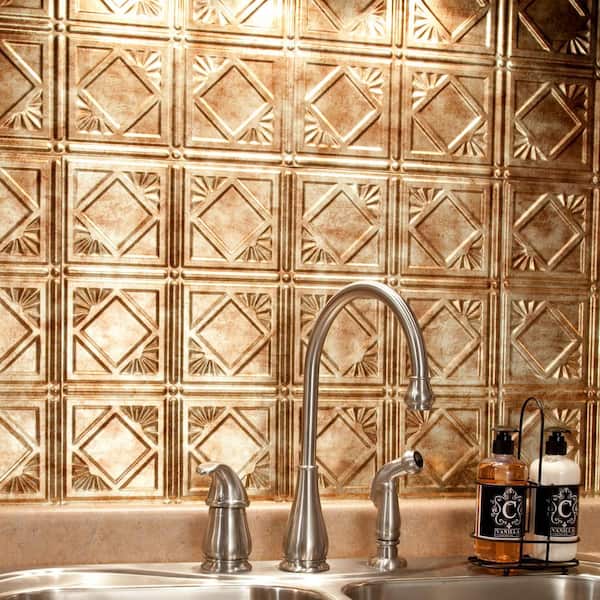 18 in. x 24 in. Traditional # 4 Vinyl Backsplash Panel in Bermuda Bronze (Pack of 5)