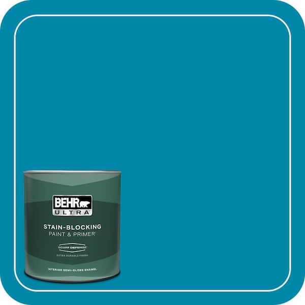 BEHR ULTRA 1 qt. #P490-6 Hacienda Blue Extra Durable Semi-Gloss Enamel Interior Paint & Primer