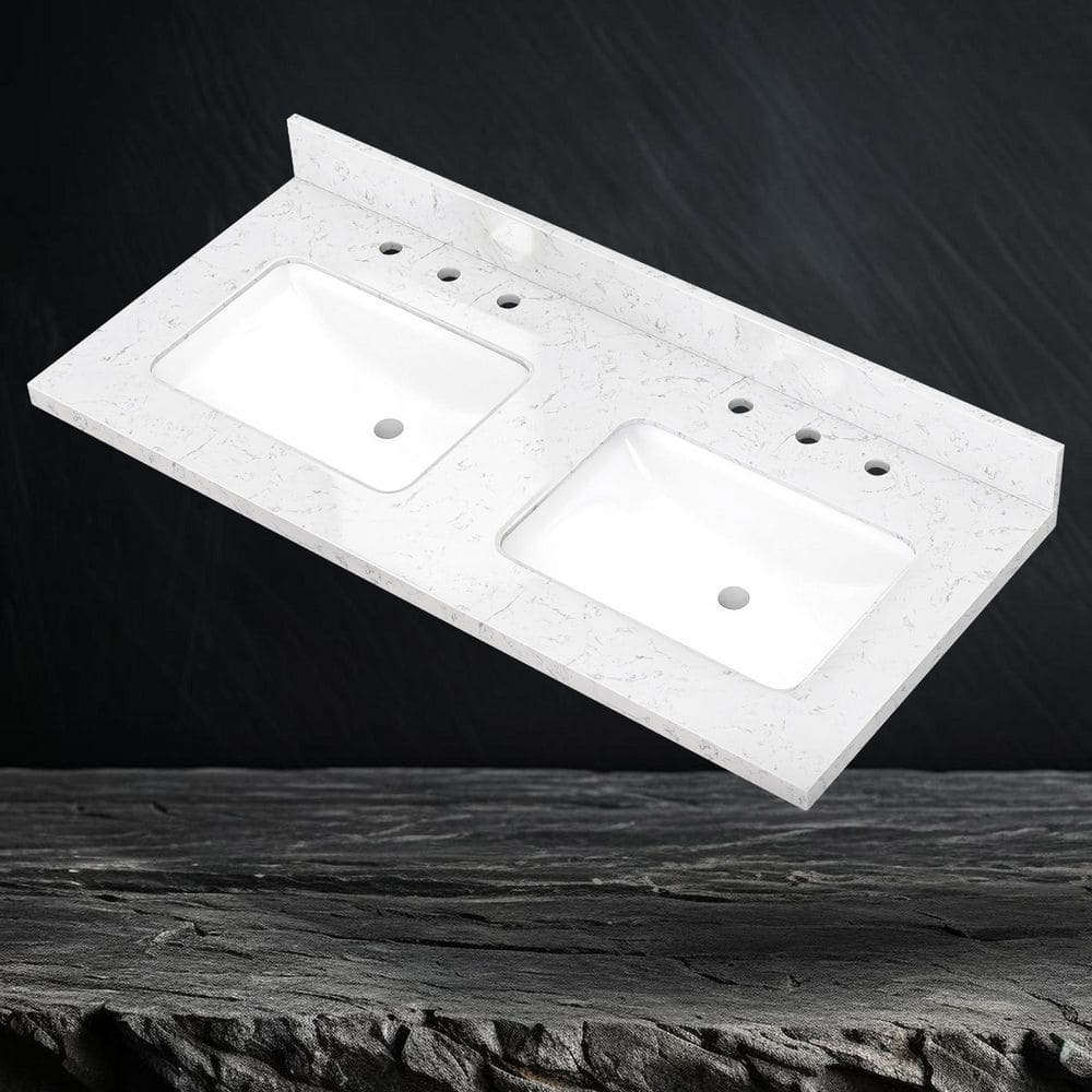 Getpro 48 in. W x 22 in. D Engineered Stone White Rectangular