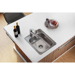 Dayton 17 in. Drop-in 1-Bowl 22-Gauge Satin Stainless Steel Sink Only and