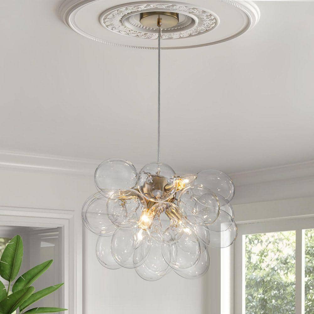 GoYeel Bublume 6-Light Gold Modern/Contemporary Clear Glass Globe