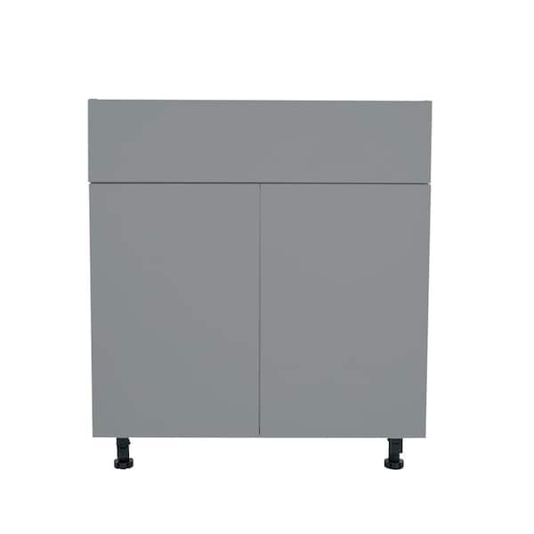 Radiance 30 in. W x 24 in. D x 34.50 in. H Ready to Assemble Slab Sink Base Kitchen Cabinet in Matte Grey