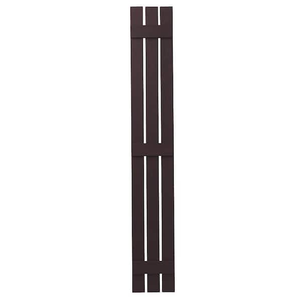 Ply Gem 12 in. x 81 in. Polypropylene 3-Board Open Board and Batten Shutters Pair in Winestone