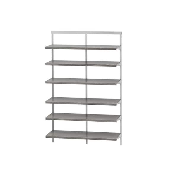 Everbilt Genevieve 4 ft. Gray Adjustable Closet Organizer Long Hanging Rod  with 5 Shelves, Shoe Rack, and 2 Drawers 90740 - The Home Depot