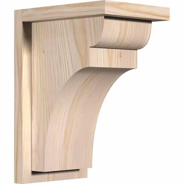 Ekena Millwork 7-1/2 in. x 10 in. x 14 in. Douglas Fir Yorktown Smooth Corbel with Backplate
