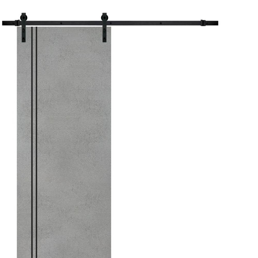 Assembly Required 42 in. x 84 in. 1-Panel Concrete Solid Wood with Honeycomb Sliding Barn Door with Hardware Kit price history on PriceWatchPro