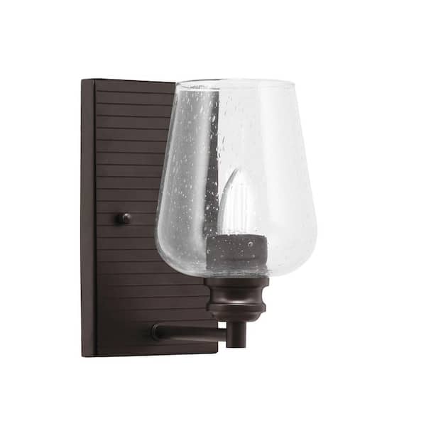 Unbranded Albany 1-Light Espresso Wall Sconce 5 in. Clear Bubble Glass