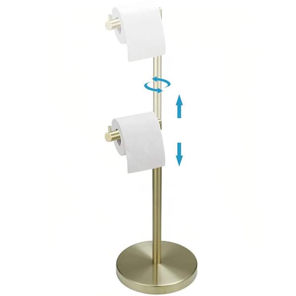 Freestanding Stainless Steel Toilet Paper Stand in Brushed Gold