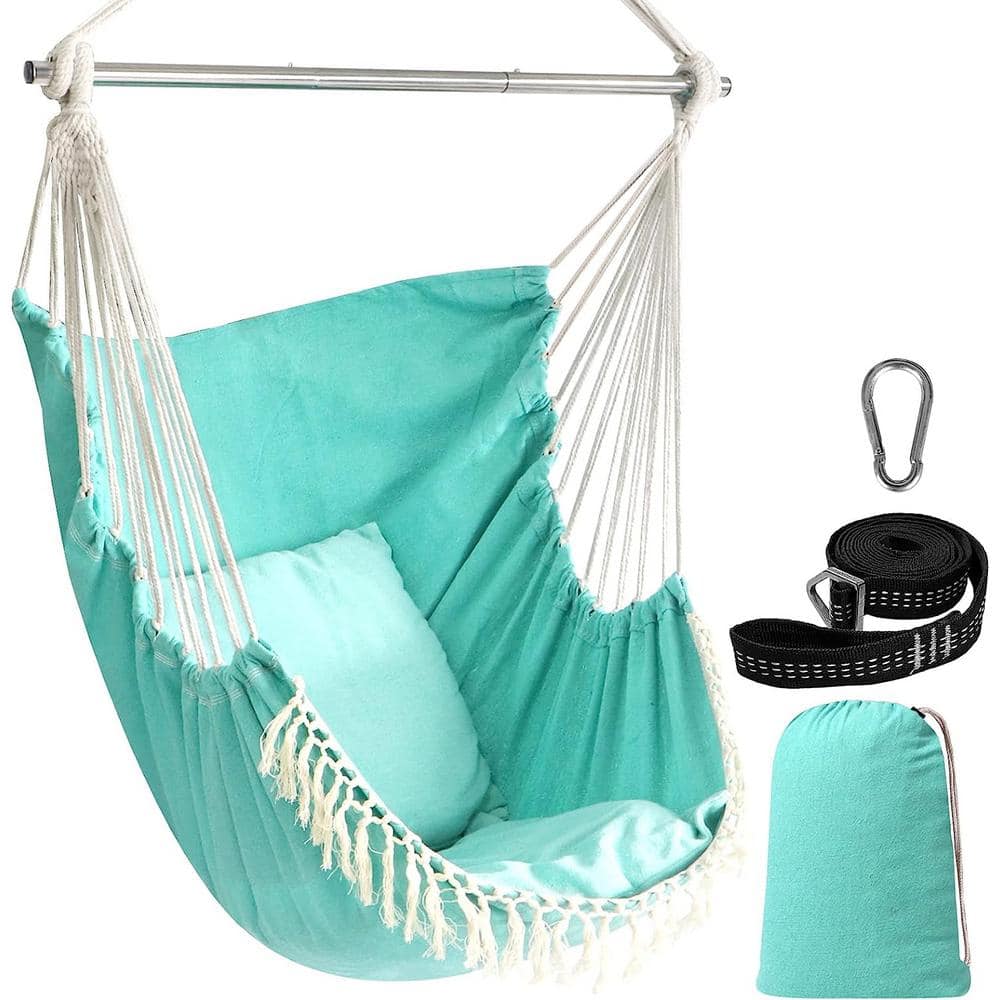 Hammock Chair Hanging Seat 2-Pillows Included, Durable Stainless Steel Spre
