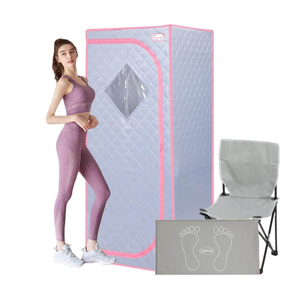 FCC-Certified Gray Portable 1-Person Sauna with Infrared Panels, Heating Fo