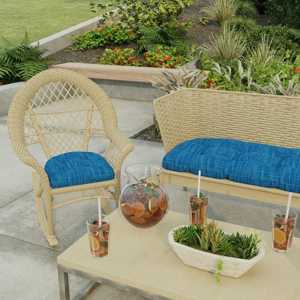 Jordan Manufacturing 18 in. L x 18 in. W x 4 in. T Outdoor Square Wicker Seat Cushion in Harlow Lapis 2 Pack 9915PK2 6429D The Home Depot