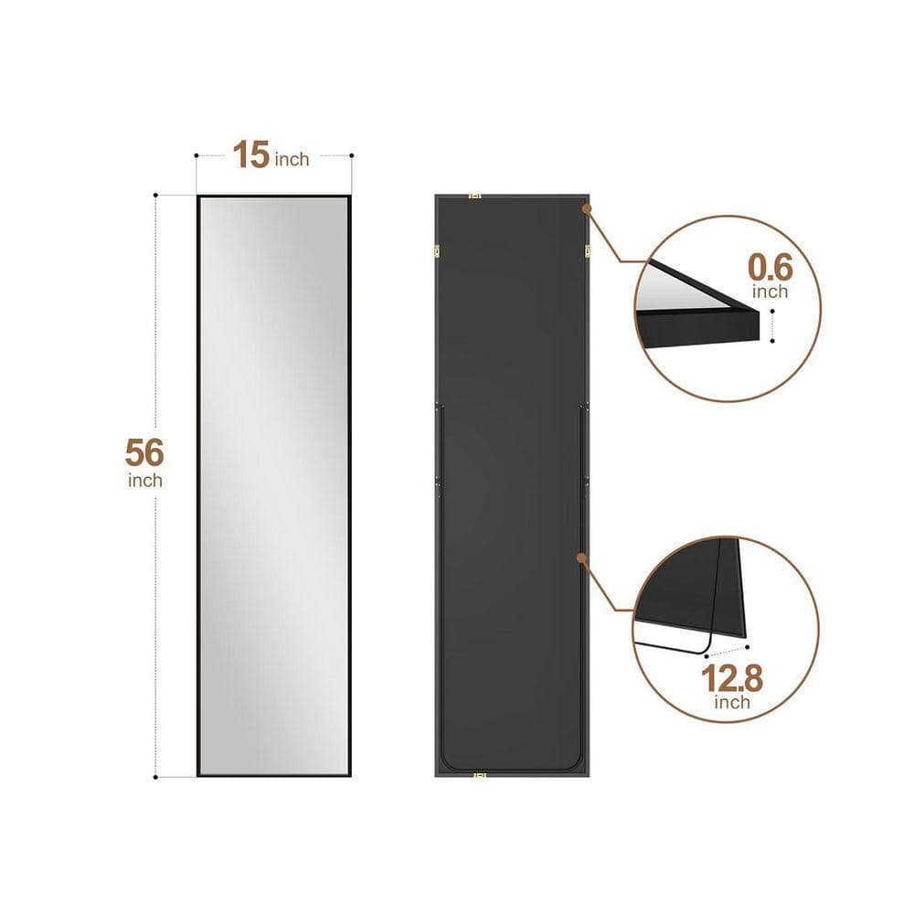 大きな鏡！ Black 15 in. W x 56 in. H Rectangle Metal Wall Full Length Mirror