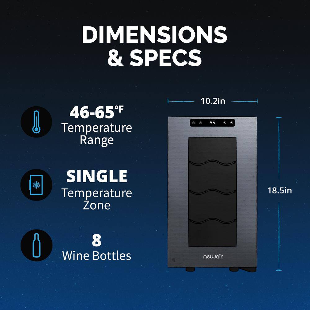 Black Mirrored Glass 8-Bottle Thermoelectric Wine Cooler