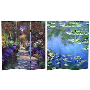 4 ft. Short Works of Monet Canvas 3-Panel Folding Screen