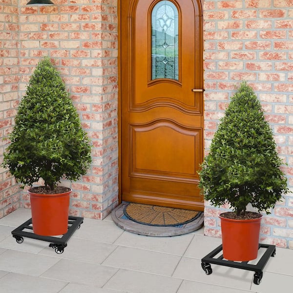 12" x 12" Metal Plant Caddy with Lockable Casters, Heavy Duty Dolly for Pots, Holds 380 lbs, 2 Pack